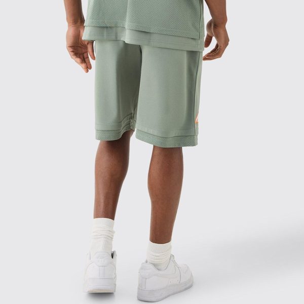 Loose Fit BHM Satin Mesh Long Length Basketball Shorts - Image 2