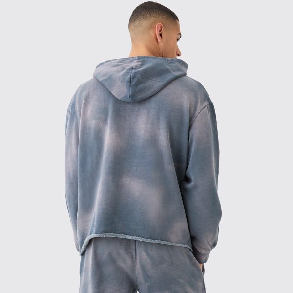 Man Embroidery Oversized Sun Bleached Wash Hoodie - Image 2