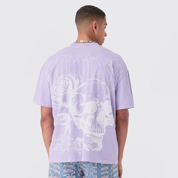 Oversized Large Scale Skull Graphic Wash T-Shirt - Image 2